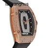 Richardmill Watch Richar Mille Ladies #039; Rose Gold Onyx Snow Diamond Zestaw RM0701