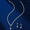 Necklace Earrings Set High Quality Cubic Zirconia Bridal Wedding Jewelry Water Drop Lady Pendant 2 Piece Party Accessories