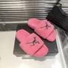 Kvinnors päls tofflor båge fluffig sandal designer glider plysch antiskid plattform lägenheter tofflor