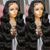 Body Wave HD13X4 Kant Frontale Pruik Menselijk Haar Zwart/Rood/Bruin/Blond Lijmloze Synthetische Transparante Kanten Voorkant pruik 250 Dichtheid