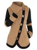 Giacche da donna Giacca in pile bicolore moda Colorblock Cappotto caldo a maniche lunghe a vita larga per l'autunno primavera-inverno 230920