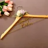 Hangers Wedding Bridal Bridesmaid Wood Hanger Custom Personalized Alumivum Wire Name Date Groom Shower Gift With Flowers