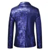 Costumes pour hommes Hommes Bleu Paisley Tuxedo Blazer Veste Simple Boutonnage De Bal Dîner Costume Hommes Fête De Mariage Chanteurs Costume Homme XXL