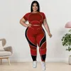 Robes de grande taille Taille Ensemble de vêtements Survêtement Haut court et pantalon Ensembles de deux pièces Gym Joggers Tenues de sport Ensemble de yoga à haute élasticité 230919