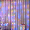 Decoraciones navideñas LED Cortina Guirnalda Luces de hadas Festón con año remoto Decoración Fiesta Decoración de boda 230919