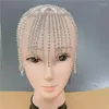 ヘアクリップ2023ファッションクリスタルタッセルヘッドウェアブライド額チェーンジュエリーラインストーンビットヘッドキャップハットフリッププレートアクセサリーギフト