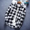 Plaid Shirt Men Long Sleeve Slim Fashion Casual Cotton High Quality Red Black White Men's Shirts270K