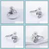 Smyckesinställningar Hopearl Ring White Shell Flower 925 Sterling Sier för DIY Pearl Mount 3 Pieces Drop Delivery Dhgarden OTRN4