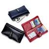 Carteiras Multifuncional Vintage Wax Leather Women's Wallet com múltiplos slots de cartão e bolso de telefone em estilo americano europeu