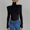 Kvinnors jumpsuits rompers Julissa Mo Sexig backless bodysuits Bomull Women Turtleneck långärmad Rompers Female Black Casual Body Topps Streetwear 230919