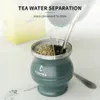 Te Cups Yerba Mate Gourd Set IncluD Double Walled Rostfritt Steel Tea Cup One Bombilla Mate Straw Cleaning Bruch Tea Separator 230919