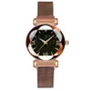 MULILAI Marke Starry Sky Luminous Quarz Frauen Uhren Magnetische Mesh Band Blume Zifferblatt Casual Stil Trendy Damen Watch241Z