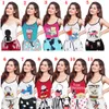 Women Two Piece Pants Sleeveless Outfits Casual Print Vest Top and Shorts Set Free Ship