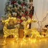 Décorations de Noël 40 cm Ornements de chariot de cerf de Noël Ornements de traîneau de renne en or Décorations de Noël pour la maison Cadeaux de Noël Année Décor de fête Noel 230920
