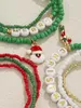 Strand 9st Ladies Glass Rice Bead String god jullegering Santa kryckor hängande armband