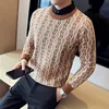 Suéteres para hombres 2023 Otoño Invierno Falso Dos piezas Jerseys de alta calidad Jacquard Ropa de punto de manga larga Casual Suéter grueso 230920