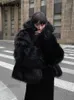 Женская меховая куртка из искусственного меха Lautaro, зимняя крутая повседневная оверсайз-мягкая толстая теплая черная куртка Hariy Shaggy из искусственного меха, женская пушистая куртка с отложным воротником 2023 L230920