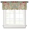 Curtain Peony Flower Vintage Tulle Kitchen Small Window Valance Sheer Short Bedroom Living Room Home Decor Voile Drapes