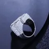 Bröllopsringar Luxury Rock Full Dollar Ring 925 Sterling Silver Band Hip Hop for Woman Man Party Sparkling Jewely 230920