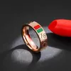 Band Rings Designer Red and green bars 5mm ring titanium steel men's models women's models rose gold couple ring jewelry with box x0920