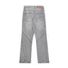 High Street Fashion Brand Splice Light Washed Vieux jeans décontractés droitsprof