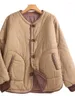 Kadın ceketleri moda renk eşleşen pamuk ceket büyük boyutlu rahat yuvarlak boyun çok yönlü uzun kollu sıcak kış kapitone z3065