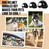 Capacete de vestuário para cães e óculos para cães pequenos Proteção UV Doggy Sunglasses Óculos Pet Motorcycle Hat com furos de orelha 230919