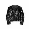 Vestes pour hommes 2023 Big Sequin Bling Glitter V Col Veste Hommes Night Club Stage Performance Costume Mode Brillant Manteau Cardigan