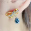 Dangle Earrings Fashion 925 Silver Inlaid Natural Topaz Stud For Women Made Factory Wholesale Can Be Customized