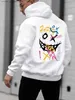 Męskie bluzy bluzy Szczęśliwe słowo zabawny osobowość kolorowy wzór bluzy z kapturem men komiks kieszonkowy pullover jesna nowa streetwear moda hip hop ubranie 230920