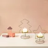 Candle Holders Gold Color Christmas Tree Base Holder Star Atmosphere Decoration Candlestick Home Decor Wedding Festival Party Supplies