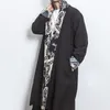 Erkek ceketler bornoz kıyafetleri Çin tarzı pelerin pelerin pelerin retro orta uzunlukta trençkot hanfu kış ceket erkekler