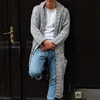 Men's Sweaters New Autumn Men Knitted Sweater Cardigan Fashion Gray Solid Color Long Sleeve Long Tops Casual Loose Big Pocket Hooded Men's Coat J230920