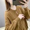 Women's Sweaters 19915 Real S Round Neck Solid Color Hollow Out Single Breasted Cardigan Coat