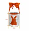 Decoração de presente de festa Sacos de cesta de coelhinho de Páscoa para crianças Algodão Linho Carregando Presente e Ovos Saco de Caça Fluffy Tails Impresso Coelho Brinquedos Bucket Tote C329