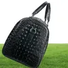 Männliche echte Leder -Reisetasche Großes Krokodilmuster Big Fitness Handtasche Gepäck Trommeln Schulter Business Computertaschen Black ME3488589