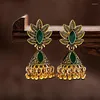 Dangle Earrings Antique Ethnic Women's Jhumka Earring Afghan Gypsy Jewelry Boho Gold Color Leaf Carved Bell Tassel Drop Ladies