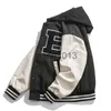 Vestes pour hommes Vestes pour hommes Hip Hop Baseball Veste Hommes Streetwear Léopard Lettre B Broderie Bomber À Capuche Varsity College Rétro Japon Manteau De Mode x0920