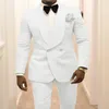 Ternos masculinos duplos com padrão branco, smoking, xale, lapela, padrinhos de casamento, 2 peças, jaqueta, calças, gravata borboleta l6234q