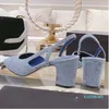 Klassische Denim-Sandalen für Damen mit Absätzen, berühmte Designer-Pumps und Slingbacks mit klobigem Absatz, bedruckte Plateau-Hausschuhe für Damen, modische Gummi-Slides, Espadrilles