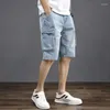 Men's Jeans Short Pants For Men With Pockets Man Denim Shorts Cargo Baggy In Cut Trend 2023 Buttons Retro Luxury Thin Sale