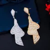 Boucles d'oreilles pendantes en argent S925, Style aiguille, Type spirale géométrique européen et américain, pendentif Long en Zircon Micro-insert pour femmes