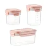 Geschirr 3 Stück Vorratsbehälter Kleine feuchtigkeitsbeständige Kunststoffbehälter Küchenbox mit auslaufsicherem Deckel und Skala