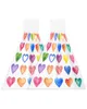 Towel Watercolor Heart Stripes Hand Microfiber Fabric Hanging For Bathroom Kitchen Quick Dry
