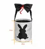 Décoration de cadeau de fête Sacs de panier de lapin de Pâques pour enfants Linge de coton Transportant des cadeaux et des œufs Sac de chasse Queues moelleuses Imprimé Lapin Jouets Seau Fourre-tout C329