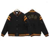 Herrjackor herrjackor våren Autumn Baseball Jacket Hip Hop Warme Bomb Män kvinnor Tungt tyg Loose Woolen Coat X0920 X0921