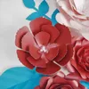 Flores decorativas diy flores artificiais artificielles pano de fundo gigante flor de papel rosa 6 pçs 4 folhas para o quarto berçário decoração da parede