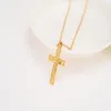 Men 24 k Solid Gold GF Cross Necklaces Whole Crucifix Pendant Women Jewelry Fashion Jesus Decoration Dress288J