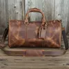 Duffel Taschen Highend Große Große Vintage Braun Kaffee Dicke Echte Crazy Horse Leder Business Männer Reisetasche Rindsleder Gym Duffle gepäck M218