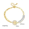 Link Bracelets 316L Stainless Steel Gold Color Round Tree Charm Bracelet For Women Girl Fashion Waterproof Christmas Jewelry Gift Wholesale